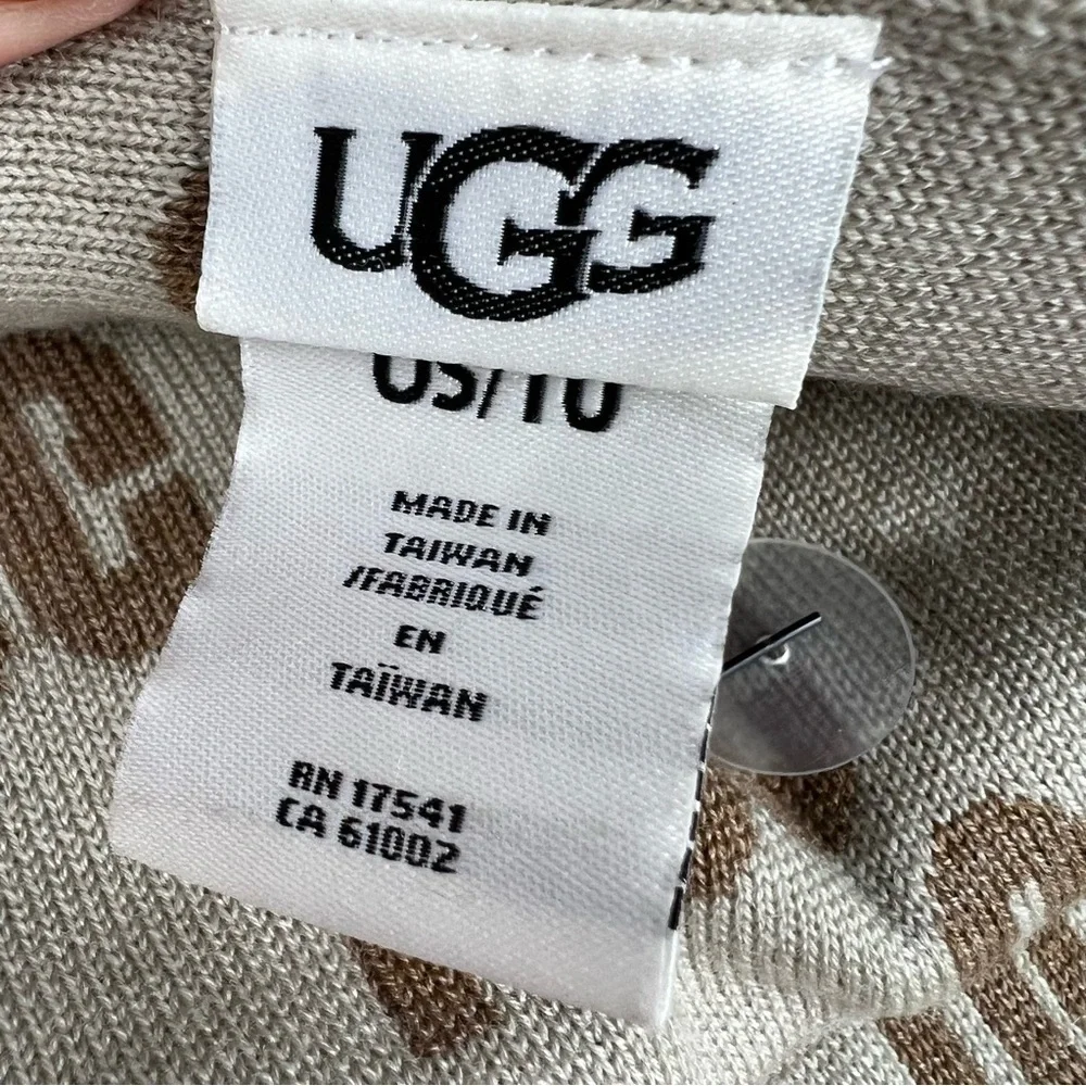 UGG Women's Checked Graphic Logo Scarf OS Chestnut Multi $88